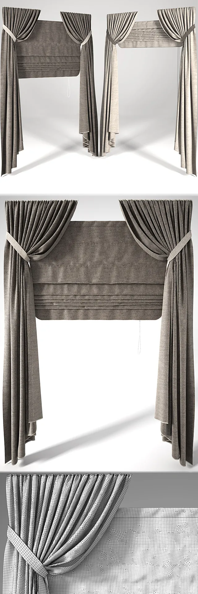 Roman blinds 2 positions 3DModel