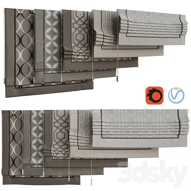 Roman blinds set 12 3D Model