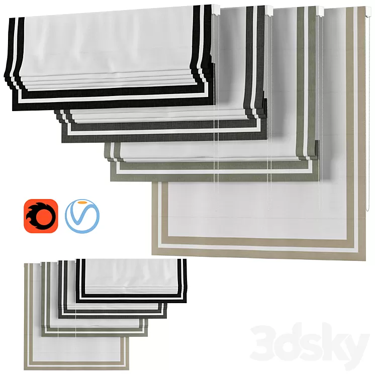 Roman Curtains 155 | BY HARRINGTON | Rows of Ribbon 3D Model Free