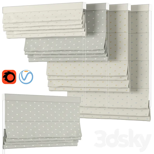 Roman Curtains 174 | Sophie Allport Hearts 3D Model