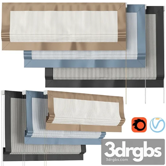 Roman Curtains 185 Larkbury Curtains Stripe And Silk 3D Model Free