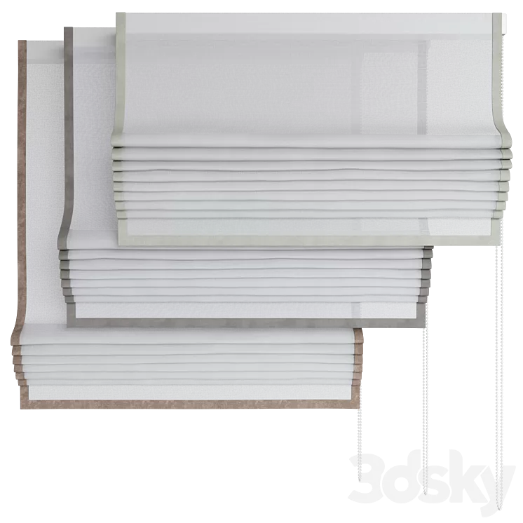 Roman Curtains 188 | Light Weight Linen Roman with Ribbon | Etsy | Sheer Fabric 3D Model Free