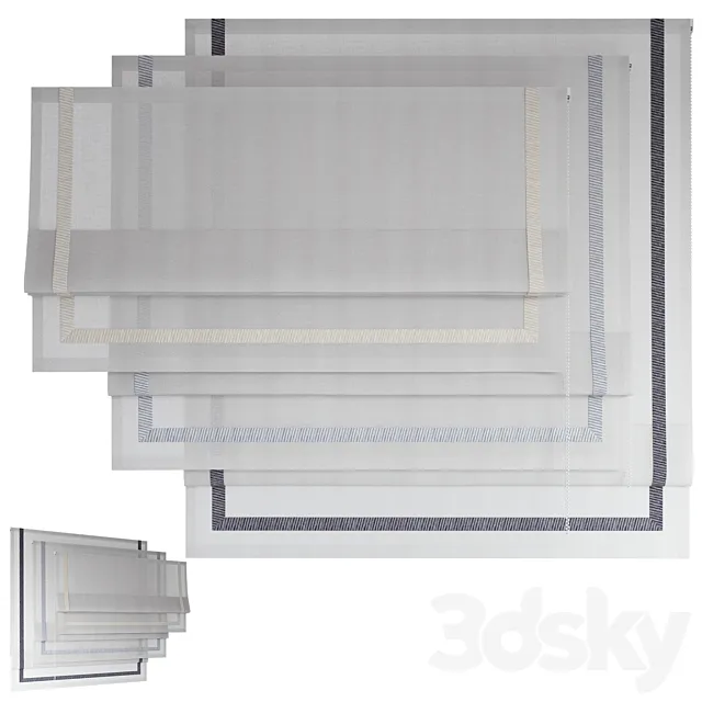 Roman Curtains 199 | Sheer Fabric | Roman Shades with Ribbon 3D Model