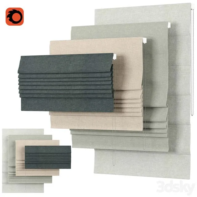 Roman Curtains 30 English Blinds Solo 3D Model