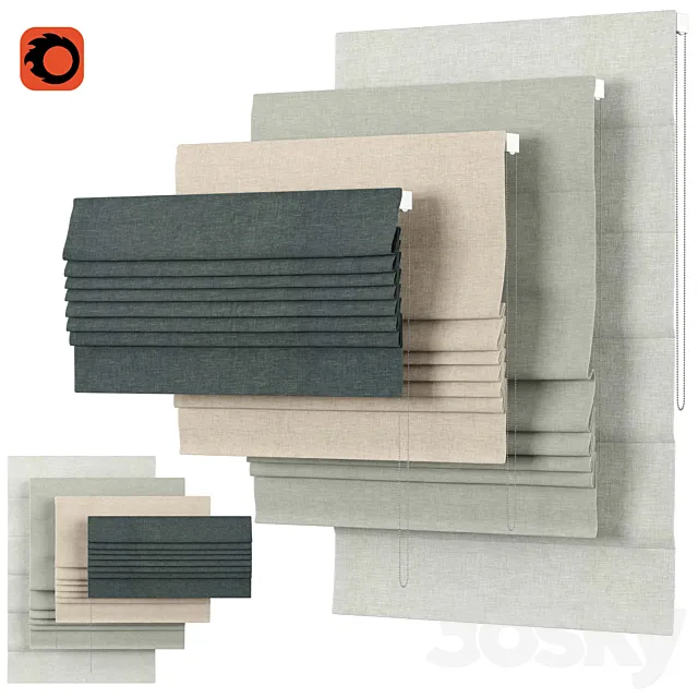 Roman Curtains 30 | English Blinds | Solo 3D Model