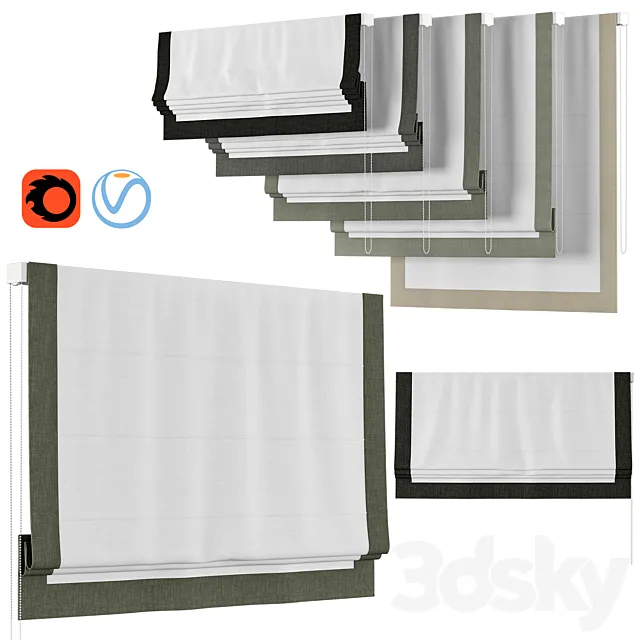 Roman Curtains 47 | Loganova | Border Chevalle Design Flat Linen 3DModel