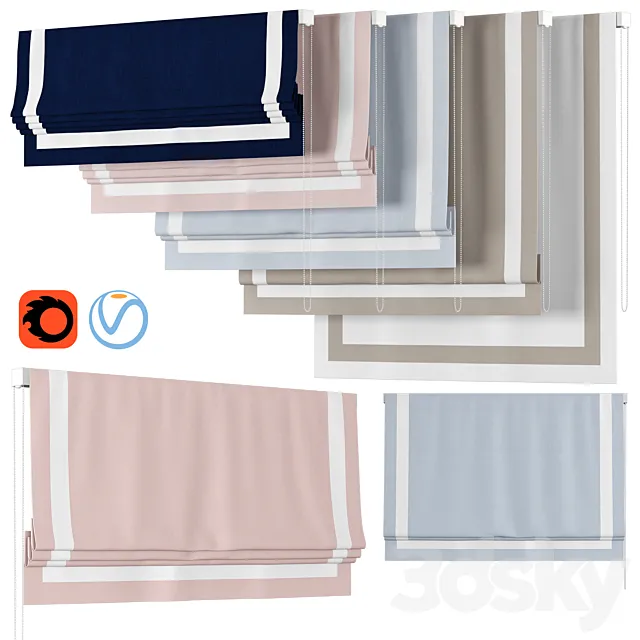 Roman Curtains 54 | Rh Baby & child | APPLIQUÉD FRAME 3D Model