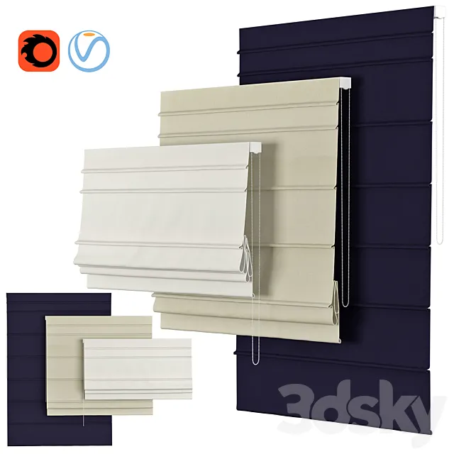 Roman Curtains 72 | Homedepot | Cordless Textured Room Darkening Fabric Roman Shade with Lining 3D Model