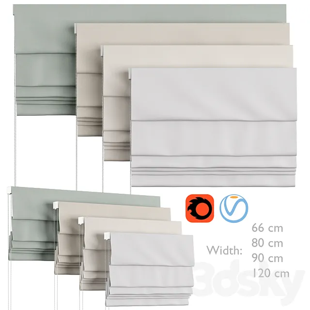 Roman Curtains 87 | Pottery Barn | Custom Belgian Linen Cordless Shade Made with Libeco 3D Model