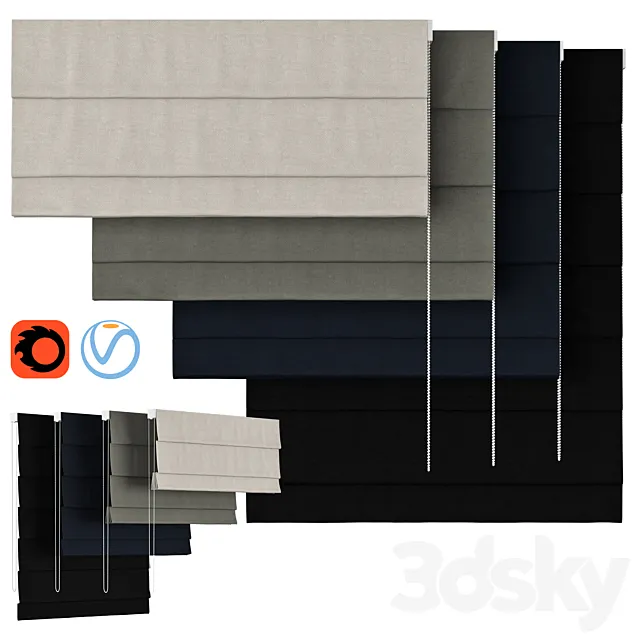 Roman Curtains 92 | Lifestyle Roman Shades 3D Model