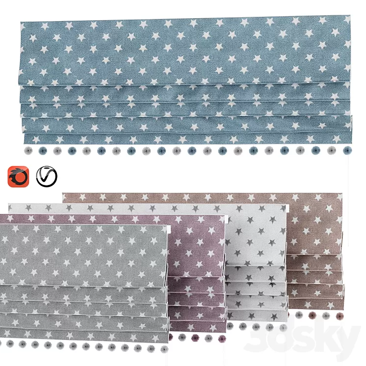 Roman curtains set 02 vray | corona 3D Model