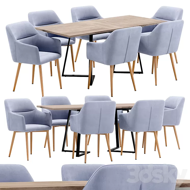 Rome dining chair and Ronaldo table 3D Model