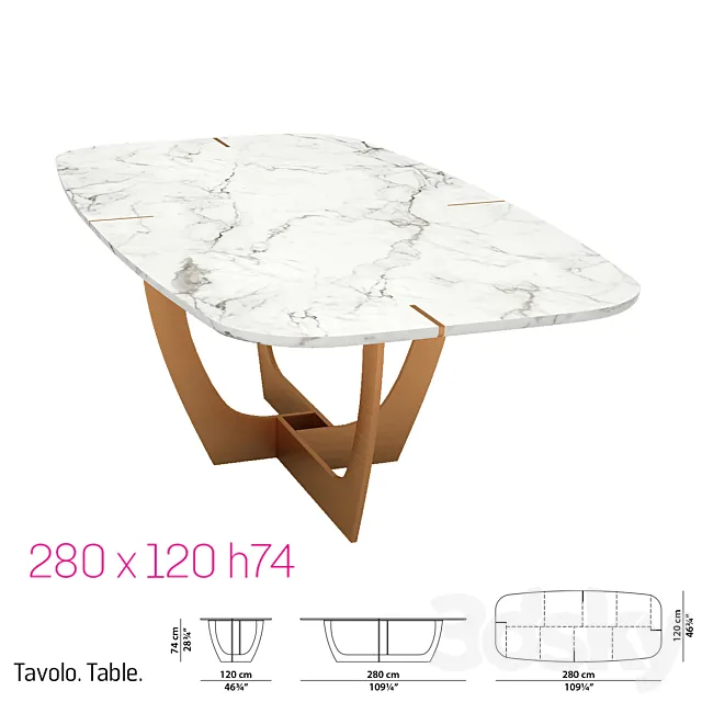 Romeo Baxter dining table. 3D Model