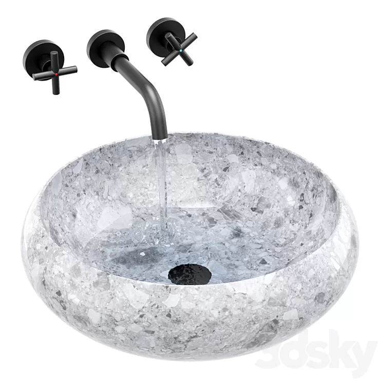 Ronda gray granite sink 3D Model Free