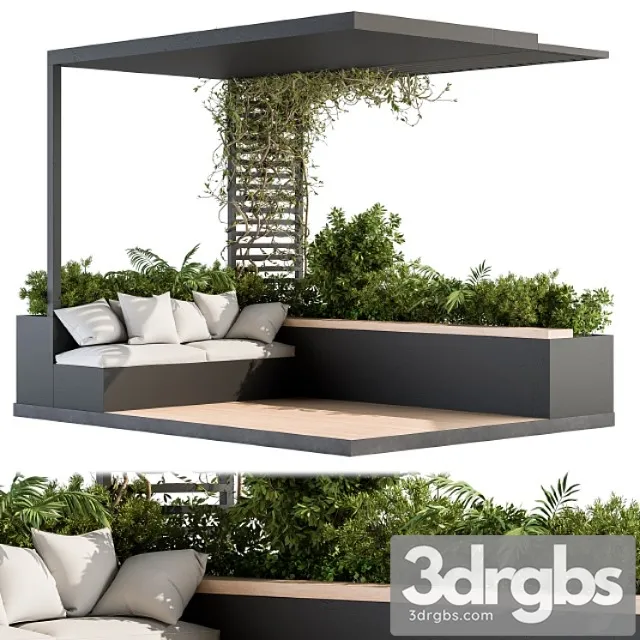 Roof garden and balcony furniture with pergola 08 3D Model Free