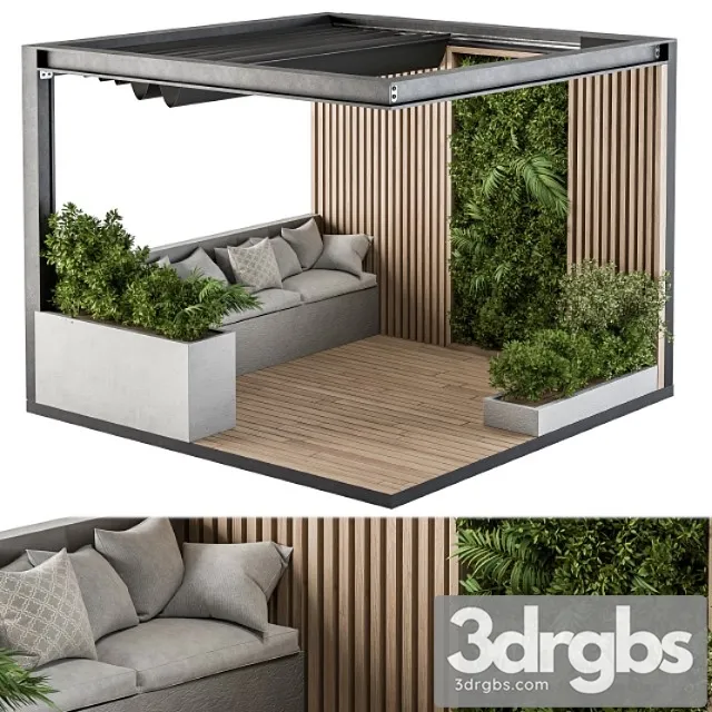 Roof garden and balcony furniture with pergola - architect 49 3D Model Free