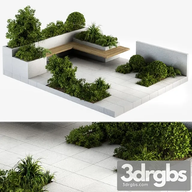 Roof Garden and Landscape Furniture 04 3D Model Free
