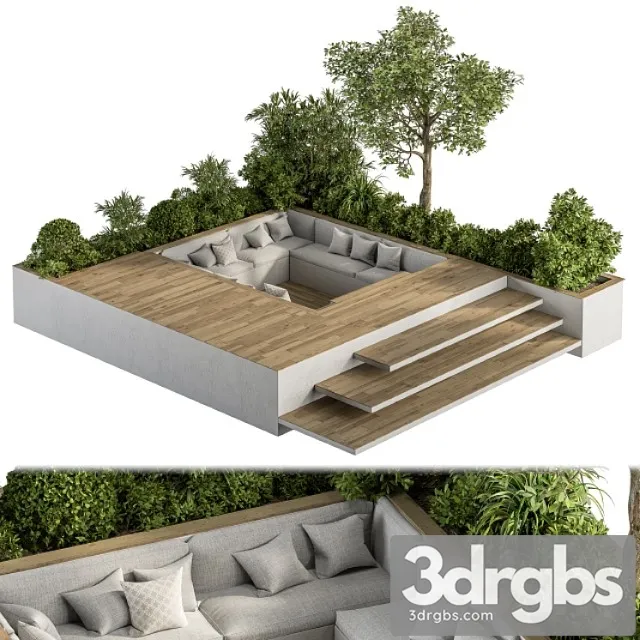 Roof garden and landscape furniture - set 37 3D Model Free