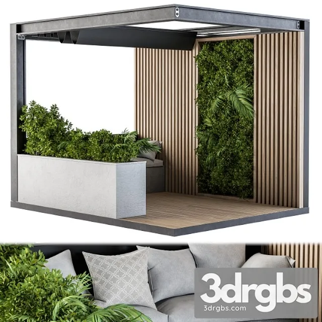 Roof Garden And Landscape Furniture With Pergola 03 3D Model Free