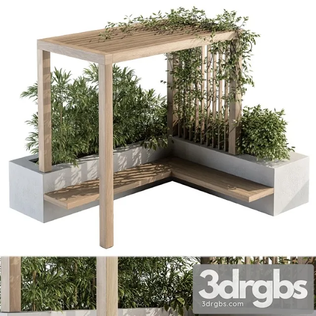 Roof Garden and Landscape Furniture With Pergola 04 3D Model Free