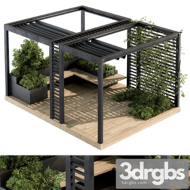 Roof Garden and Landscape Furniture With Pergola 05 3D Model Free
