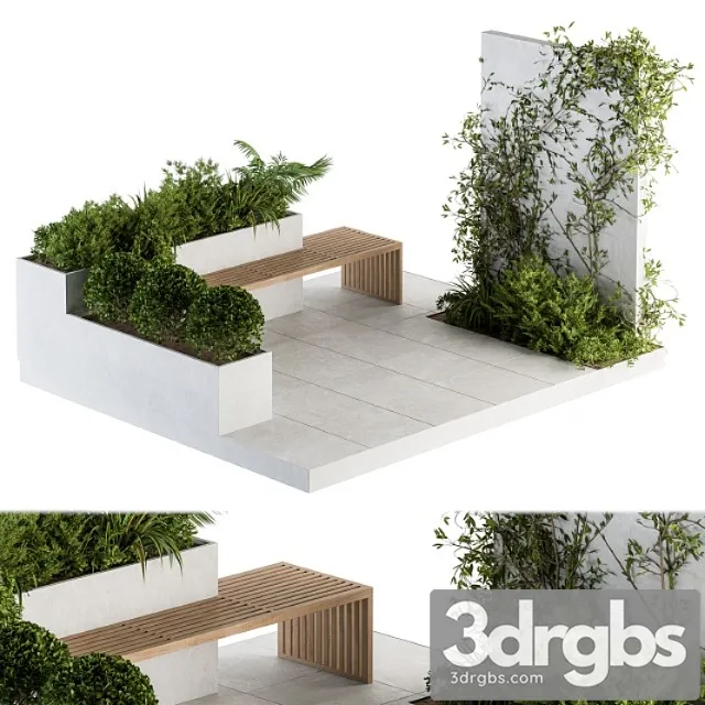 Roof garden and landscape furniture with pergola 06 3D Model Free