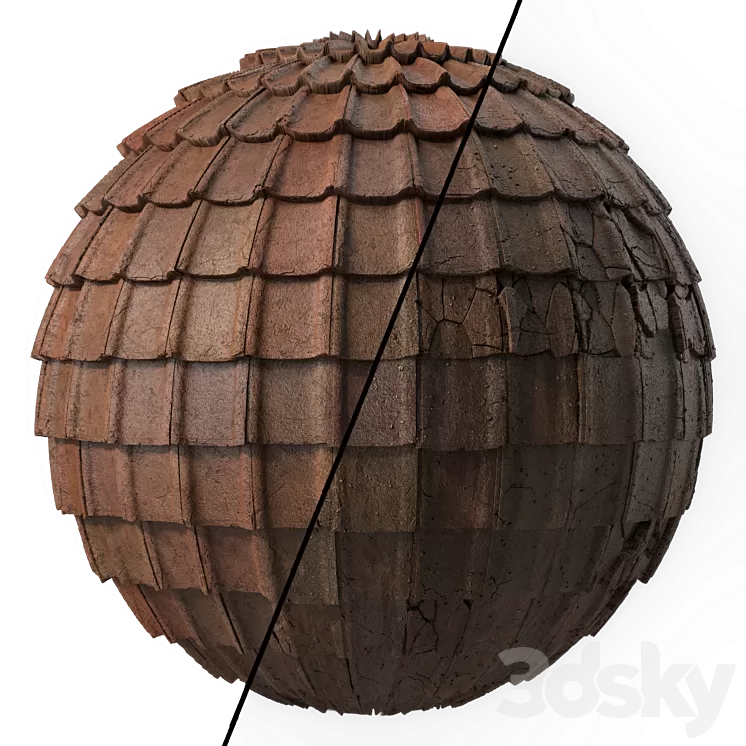 Roof Tile Materials 49- Concrete Roofing by Sbsar generator | Seamless Pbr 4k 3D Model Free