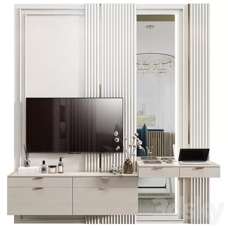 Room tv wall 11 3D Model Free