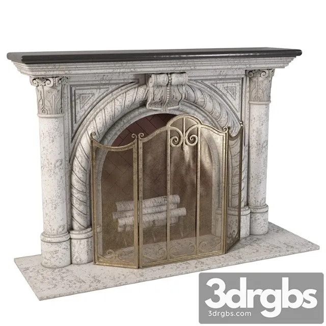 Rope edge fireplace mantel 3D Model Free