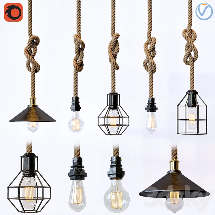 rope pendant light 3D Model Free