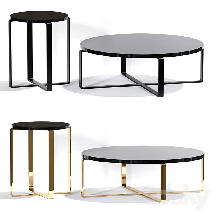 Rosa Round Marble Coffee Table And Sofa Table 3D Model