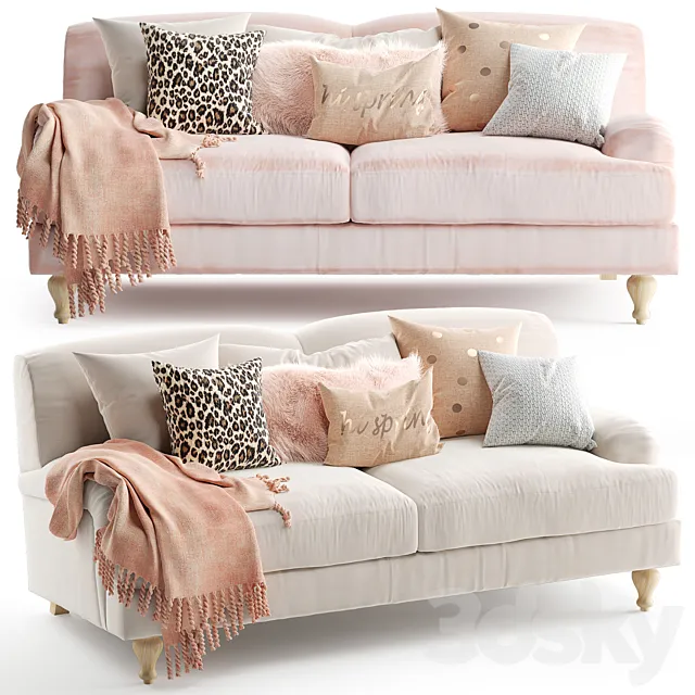 Rose Fabric Sofa 2 seater 3D Model