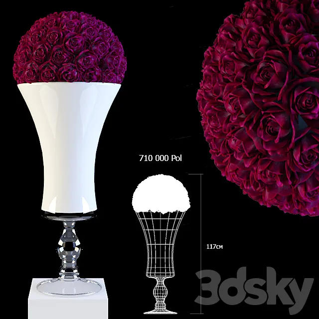 Roses bouquet 3D Model