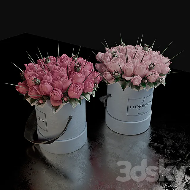 Roses in a gift box 3DModel