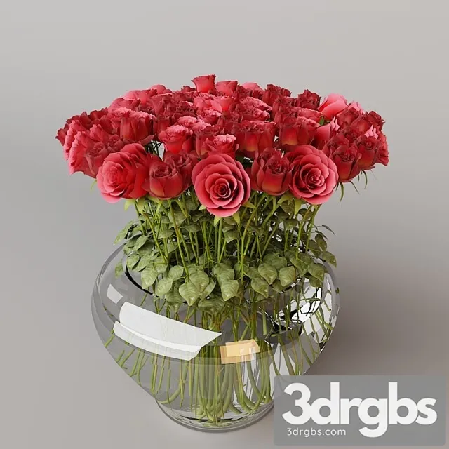 Roses In Vase 3D Model Free