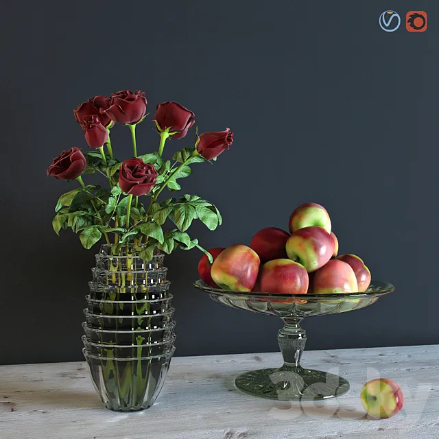 Roses with apples 3D Model