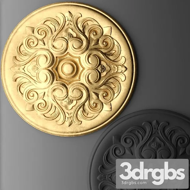 Rosette Glue Rosette Lucky Golden Decor Carving Glue Glue Ceiling Classic 3D Model Free