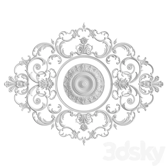 Rosette with stucco molding set No. 117 3D Model