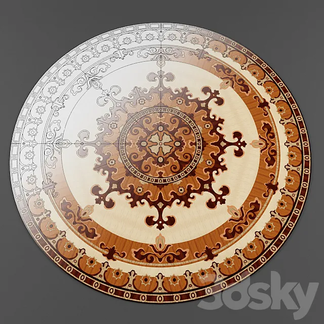 Rosette wood round Free Download