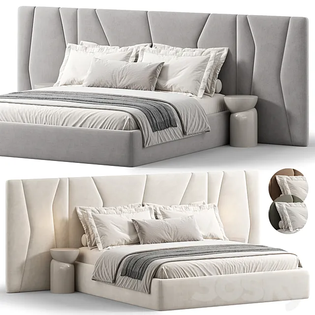 Rossio Beige Double Bed 3D Model
