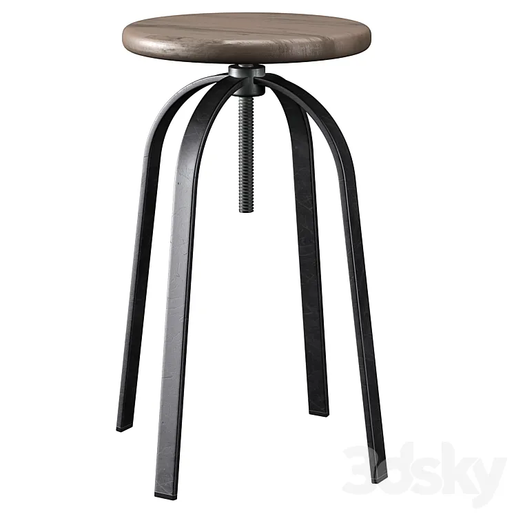 Round bar stool 3D Model Free