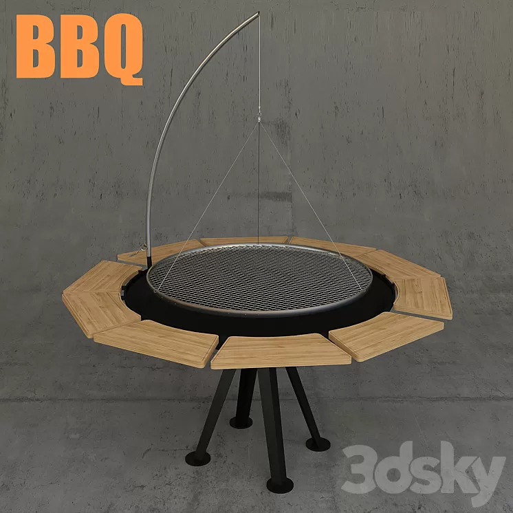 Round barbecue 3D Model