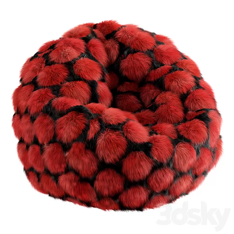 Round bean bag fur 3D Model