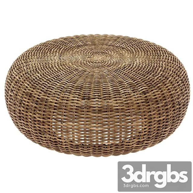 Round Braided Rattan Pouf California 3D Model Free