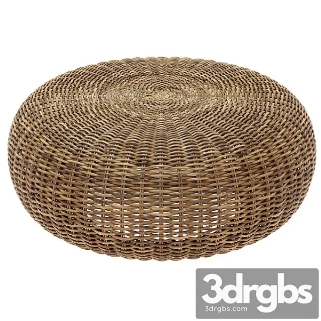 Round Braided Rattan Pouf California 3D Model Free