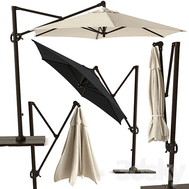 Round Cantilever Outdoor Patio Umbrella Pottery Barn 3D Model
