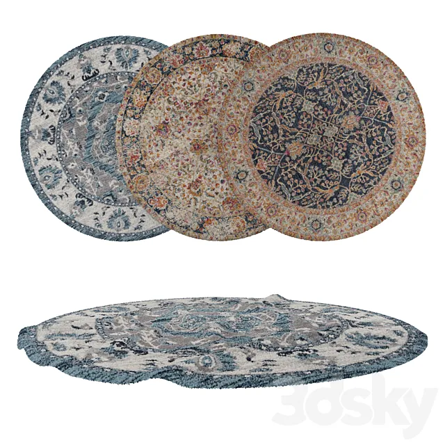 Round Carpets Set 191 3D Model