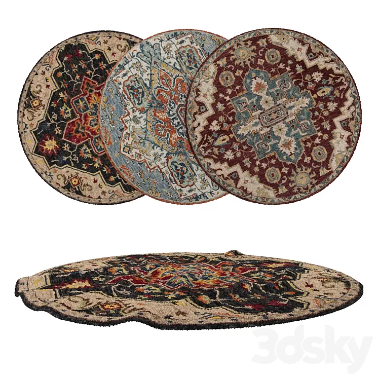 Round Carpets Set 20 3D Model