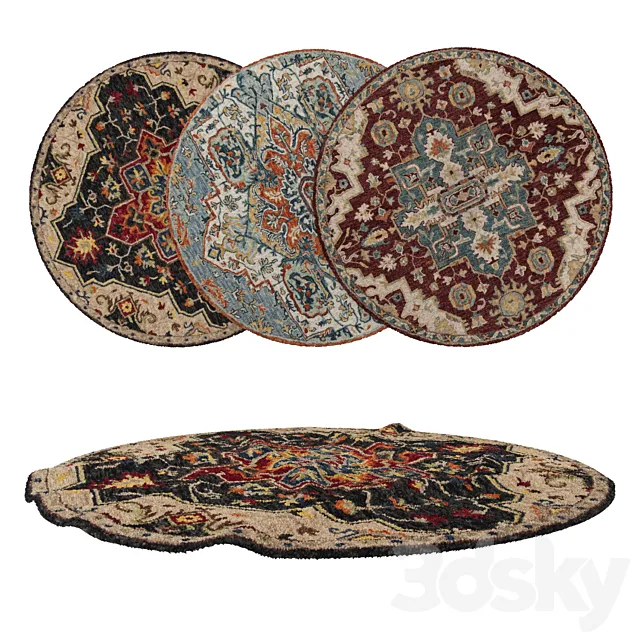 Round Carpets Set 20 3DModel