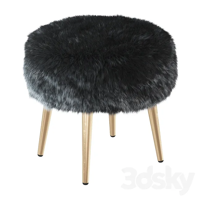 Round chair black fur 3DModel